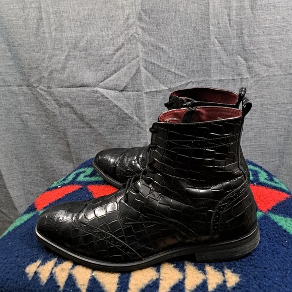 Giovanni Stock Corbin High Top Side Zip & Lace Up Leather Boots Men's Size 13